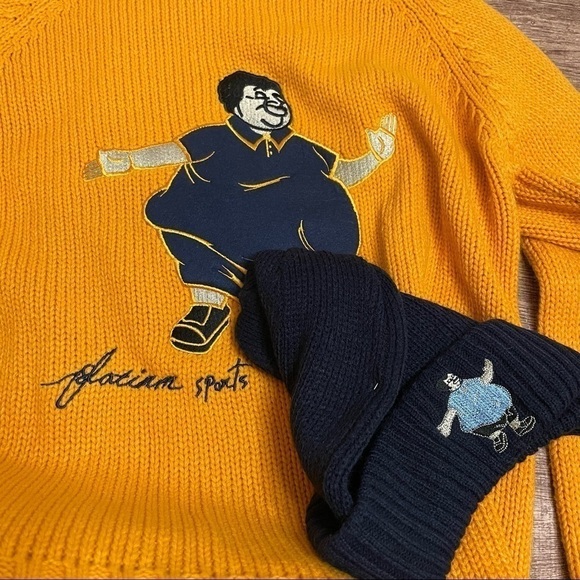 Vintage Yellow Knit "Fat Albert" Sweater with Matching Beanie - Picture 5 of 5